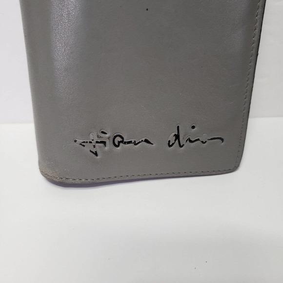 Dior Home Leather Wallet Gray Bifold Long Slim Unisex Checkbook Card Holder Logo - Picture 2 of 12